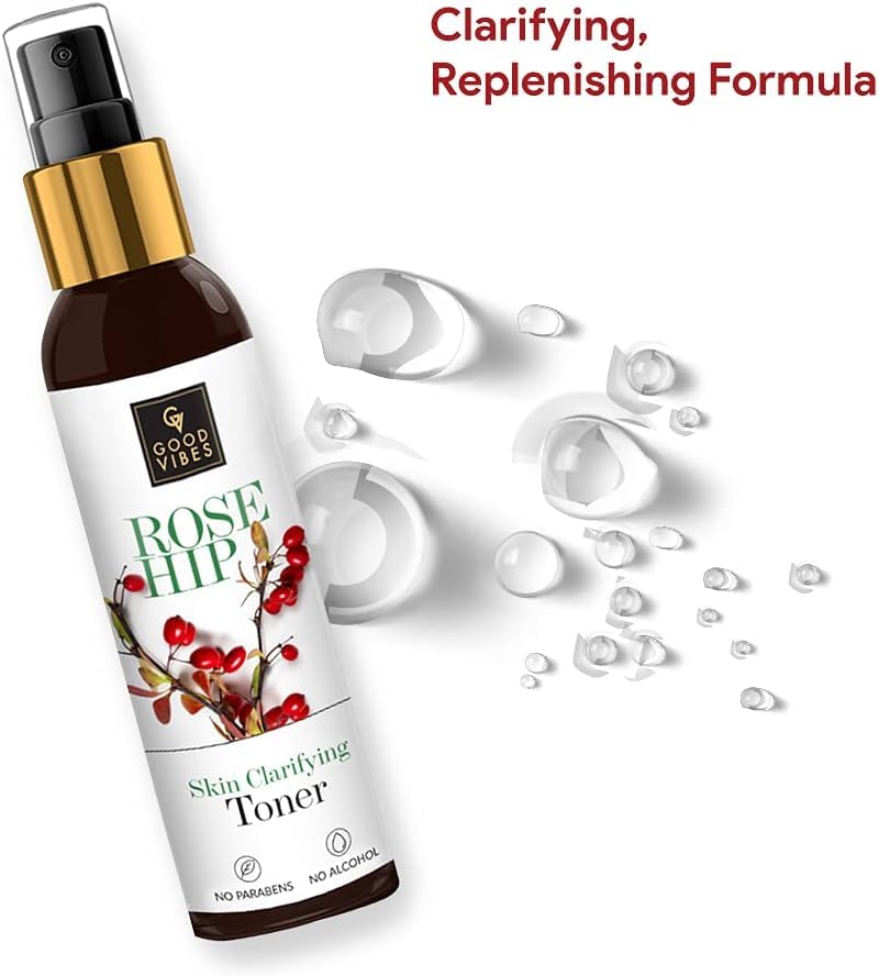 Good Vibes Rosehip Face Toner Spray | Skin Clarifying Toner for Dull, Impure & Uneven Skin Tone | Hydrates, Balances pH | Alcohol-Free, Paraben-Free | 4.05 Fl Oz (120ml) - Image 2